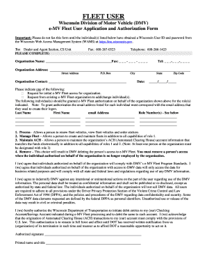 Wisconsin e-MV Fleet User Application