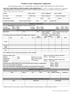 Wichita County Employment Application