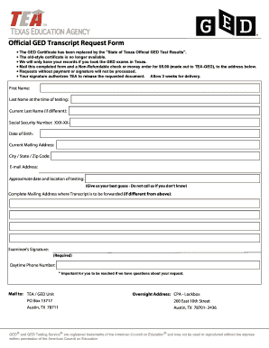Fillable Online inet4 swtjc cc tx Official GED Transcript Request Form ...