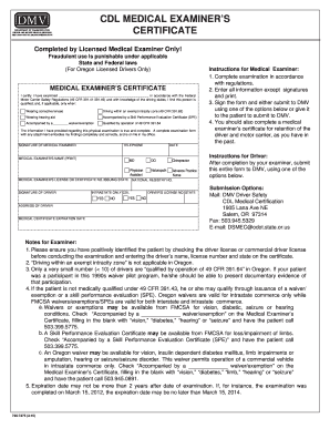 Oregon CDL Medical Examiner Certificate