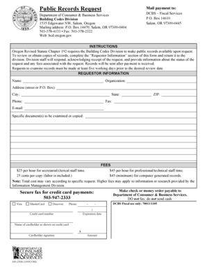Oregon Public Records Request Form