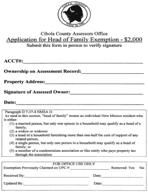 New Mexico Head of Family Exemption Application