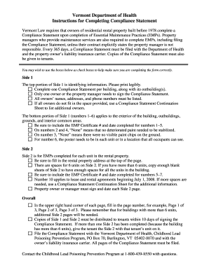 Vermont Lead Paint Compliance Statement