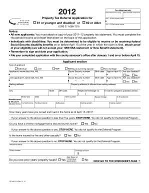 Oregon Property Tax Deferral Application