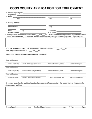 Coos County Employment Application