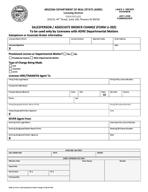 Arizona Salesperson Associate Broker Change Form