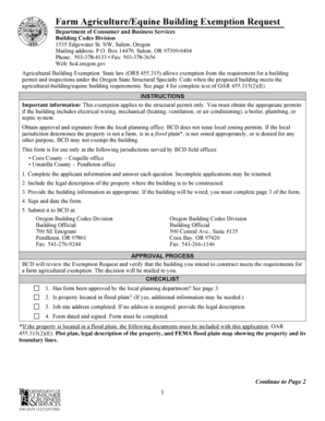 Oregon Agricultural Building Exemption Request