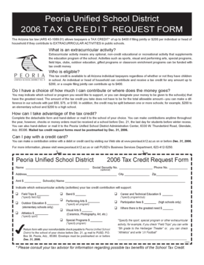 2006 Arizona Tax Credit Request Form