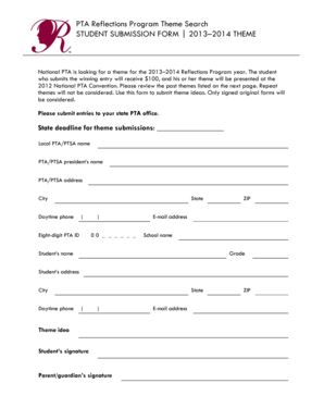 PTA Reflections Program Theme Submission Form
