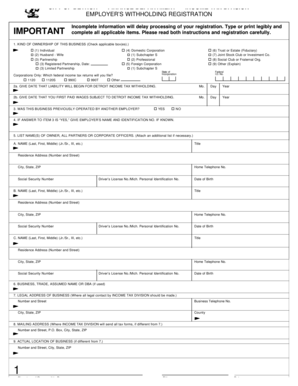 City of Detroit Employer Withholding Registration