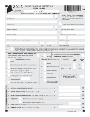Maine Individual Income Tax Form 1040ME