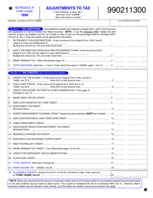 Schedule A Adjustments to Tax Form 1040ME