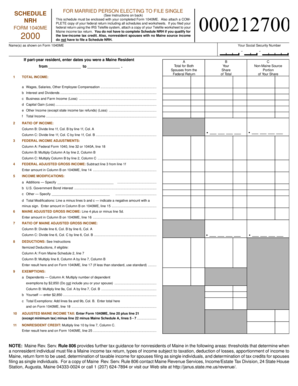 Maine Schedule NRH Form