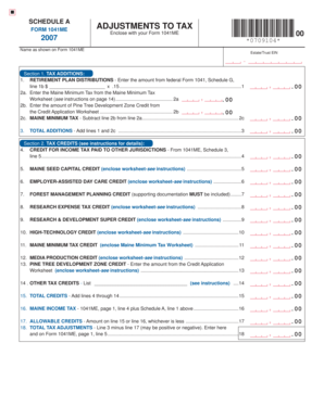Maine Form 1041ME Schedule A