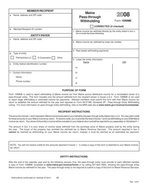 Maine Withholding Form 1099ME