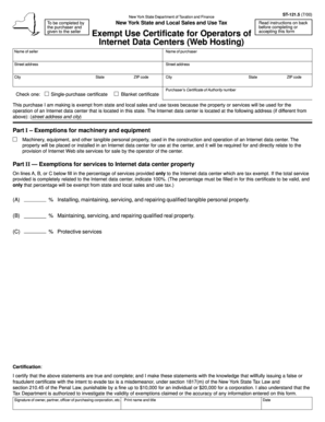 New York ST-121.5 Exempt Use Certificate