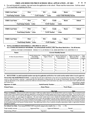 Free and Reduced Price School Meal Application