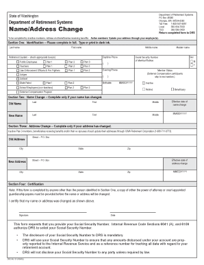 Washington State Retirement System Name/Address Change Form
