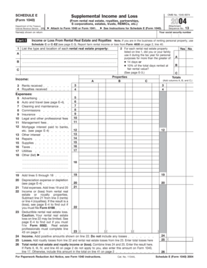 Schedule E Form 1040 2004