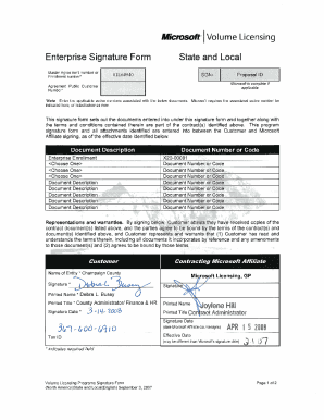 Microsoft Volume Licensing Enterprise Signature Form