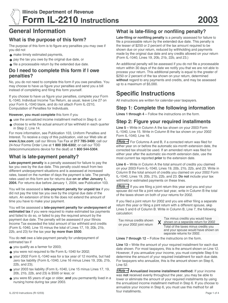 Fillable Online Form IL 2210 Instructions Fax Email Print PdfFiller form-il-2210-instructions-2016-printable-pdf-download