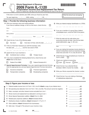 Illinois Form IL-1120 2009
