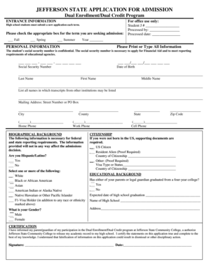 Jefferson State Dual Enrollment Application