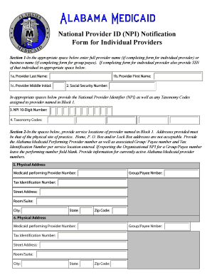 NPI Notification Form for Individual Providers