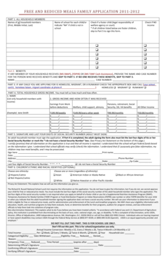 Free and Reduced Meals Family Application