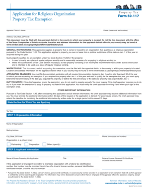 Texas Religious Organization Property Tax Exemption Form 50-117