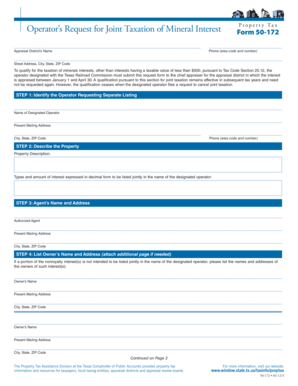Texas Mineral Interest Joint Taxation Request Form 50-172