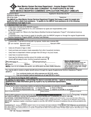 New Mexico NMCAP Food Assistance Application