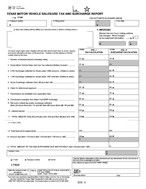 Texas Motor Vehicle Sales/Use Tax Report