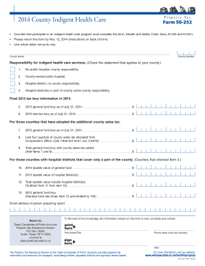 Texas County Indigent Health Care Property Tax Form 50-252