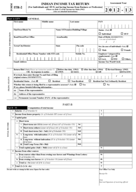 Filled itr 2 sample - FORM ITR-2 For Individuals and HUFs not having Income from Business or Profession (Please see Rule 12 of the Income-tax Rules,1962) (Also see attached instructions) Part A-GEN Middle name Flat/Door/Block No PERSONAL INFORMATION 2012 - 13