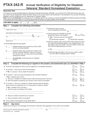 Disabled Veterans' Standard Homestead Exemption Form
