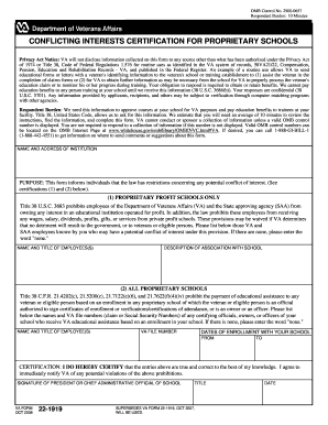 Conflict of Interest Certification for Proprietary Schools