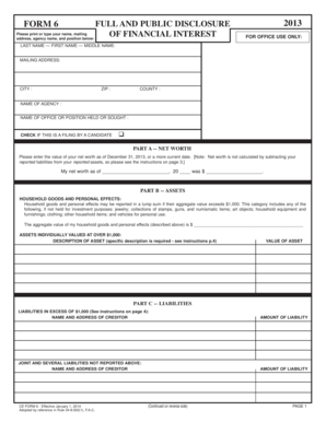 Florida Full and Public Disclosure of Financial Interests Form 6