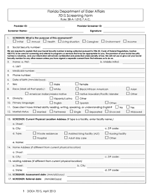 701s screening form