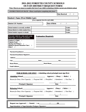 Out Of District Form Forsyth County - Fill Online, Printable, Fillable ...