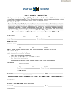Virginia Legal Address Change Form