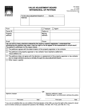 Florida Value Adjustment Board Withdrawal Petition