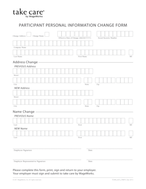 Participant Personal Information Change Form