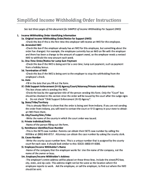Income Withholding Order Instructions
