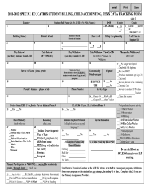 Special Education Student Billing Form