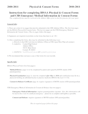 IHSAA Physical & Consent Forms