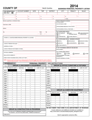 North Carolina Business Personal Property Listing