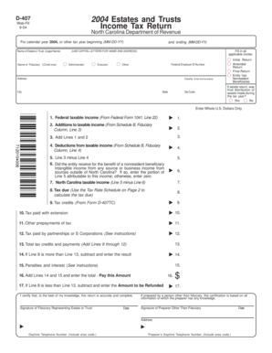 North Carolina D-407 2004 Income Tax Return
