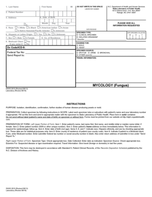 North Carolina Laboratory Report Form