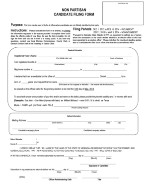 Nebraska Nonpartisan Candidate Filing Form